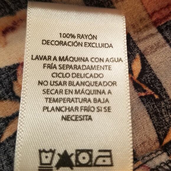 Beach Lunch Lounge Dress Black Floral Knee Length Boho Peasant Prairie Sz L - Picture 11 of 12